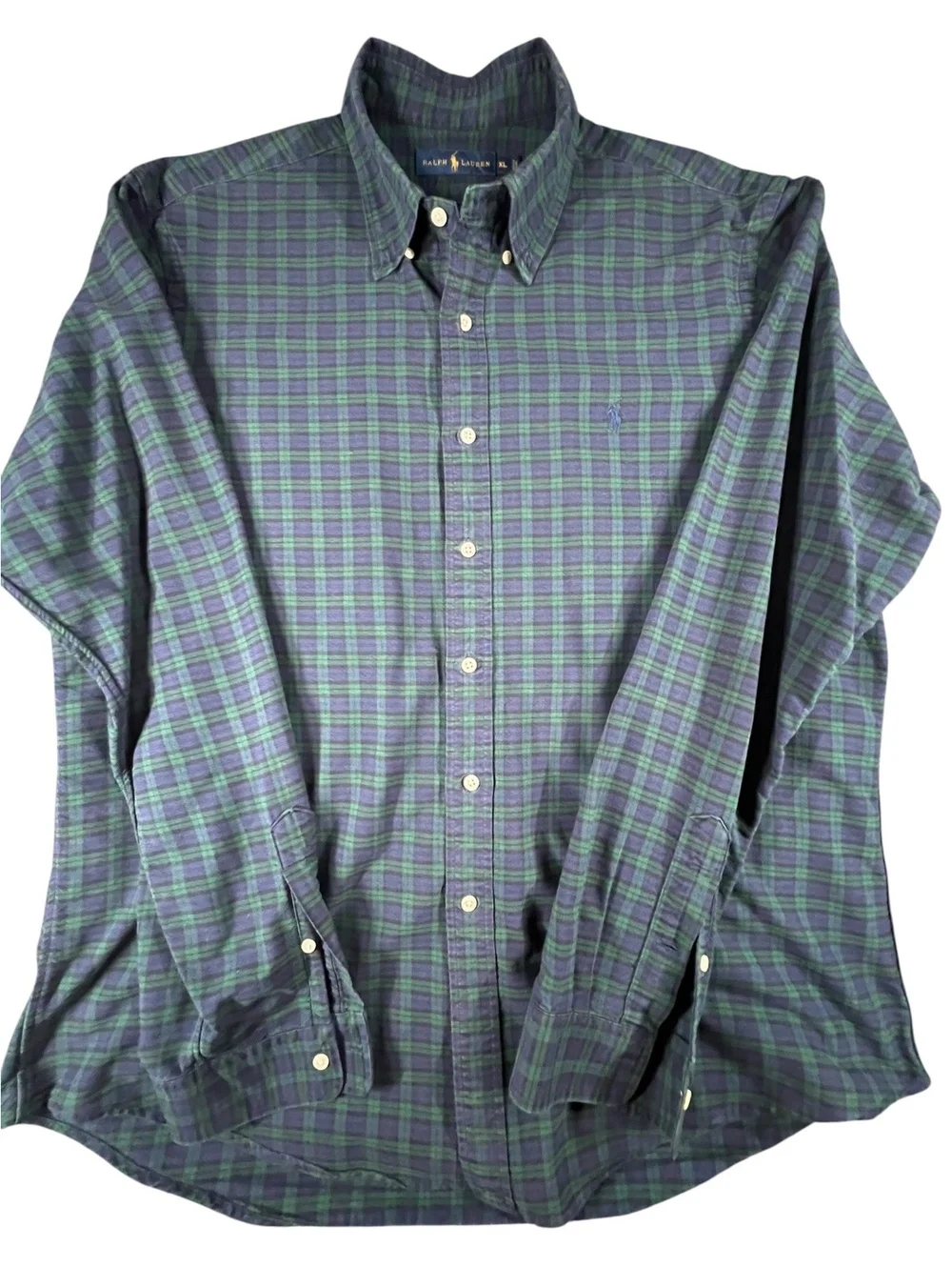 Polo Ralph Lauren Black Watch Plaid Shirt XL Heavy Cotton Button Down